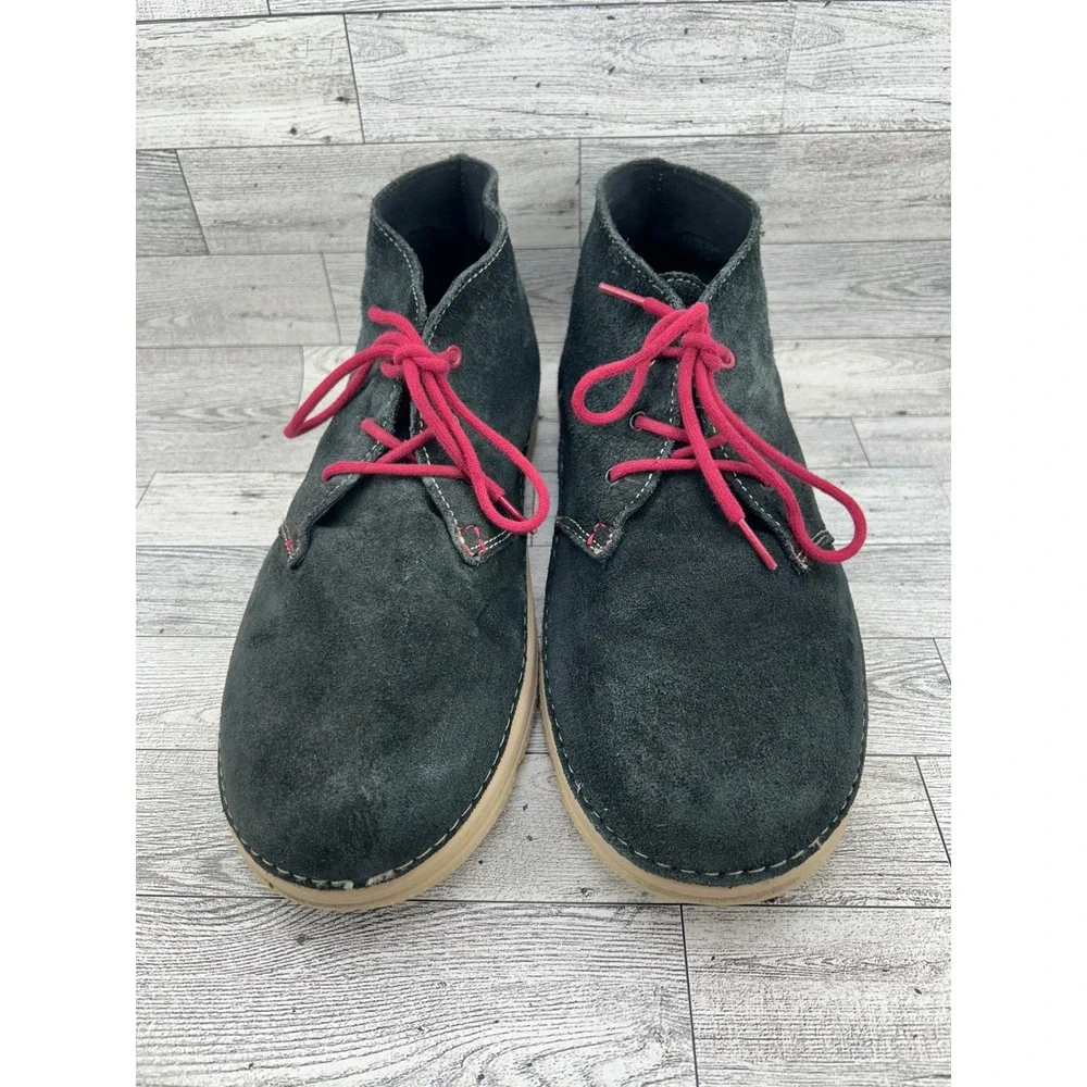 Crocs Men Desert Chukka Boots Charcoal Grey Suede Pink Laces 14669 Size 13